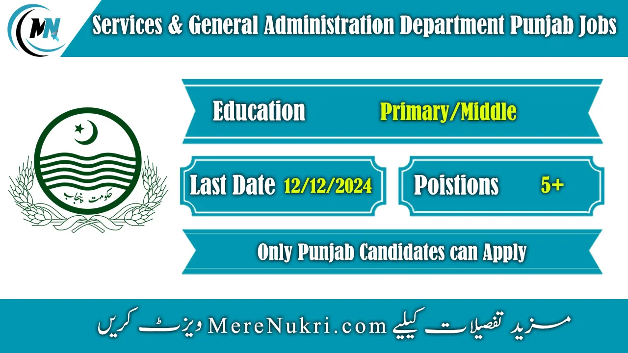 Services and General Administration Department Punjab Jobs