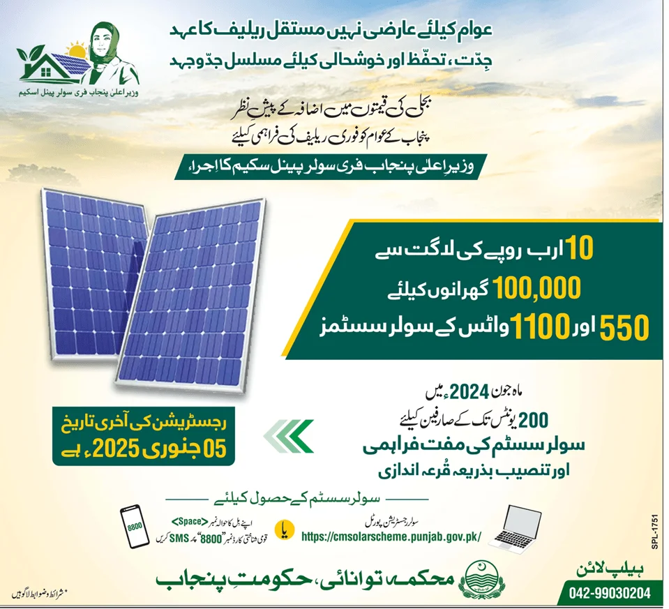 Maryam Nawaz Free Solar Panel Scheme