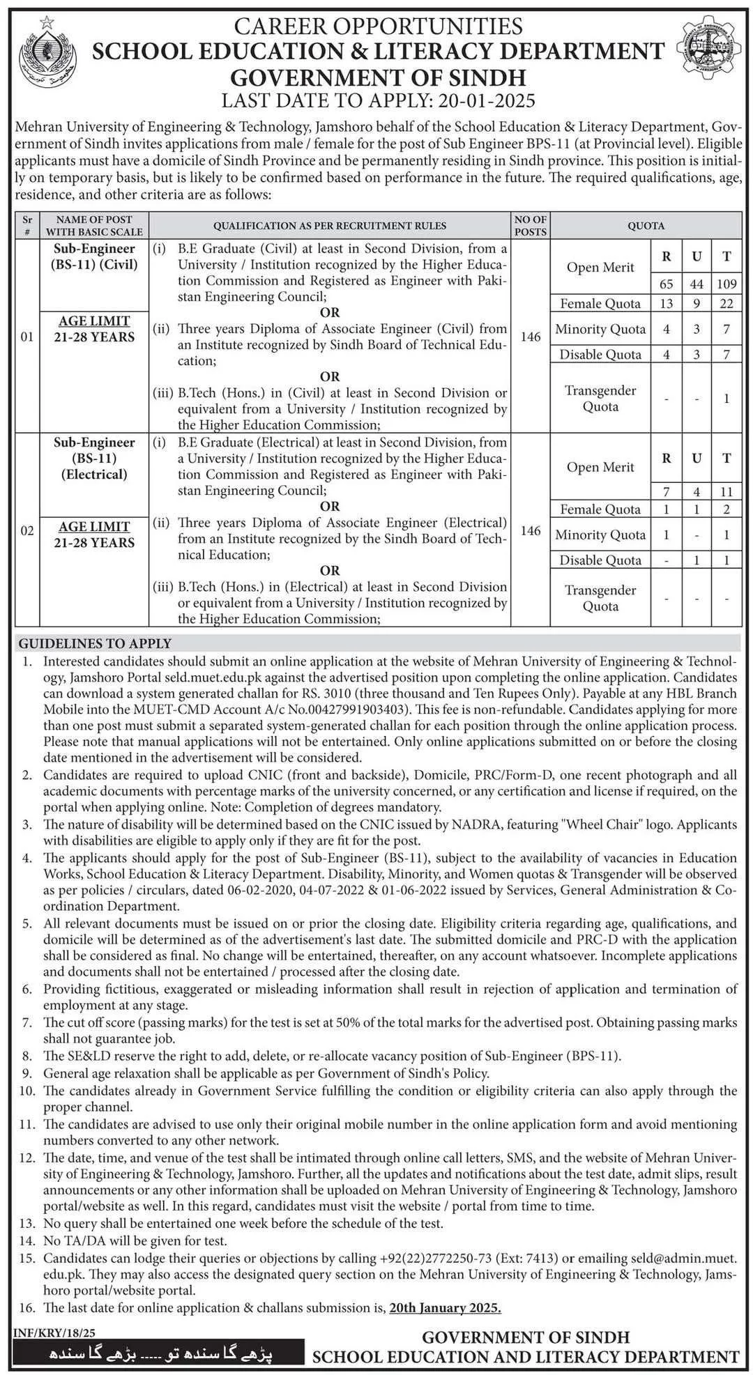 School Education and Literacy Department Sindh Jobs