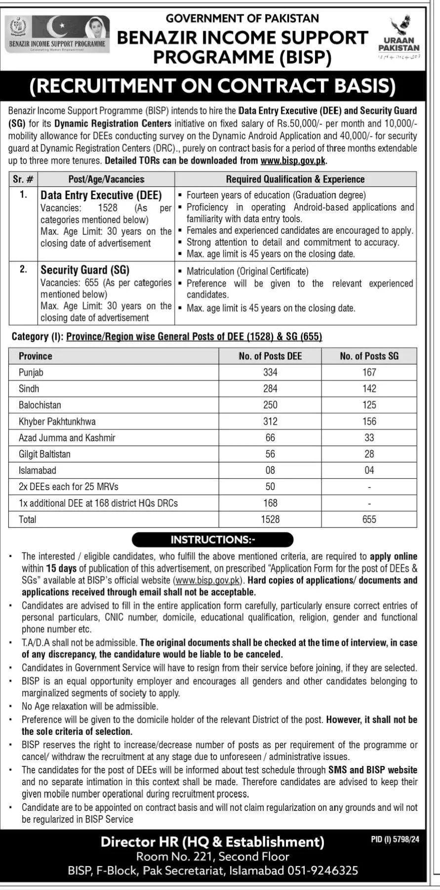 8171 Benazir Income Support Jobs