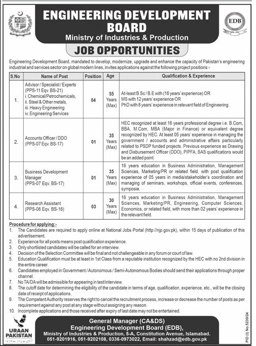 Ministry of Industries & Production Jobs