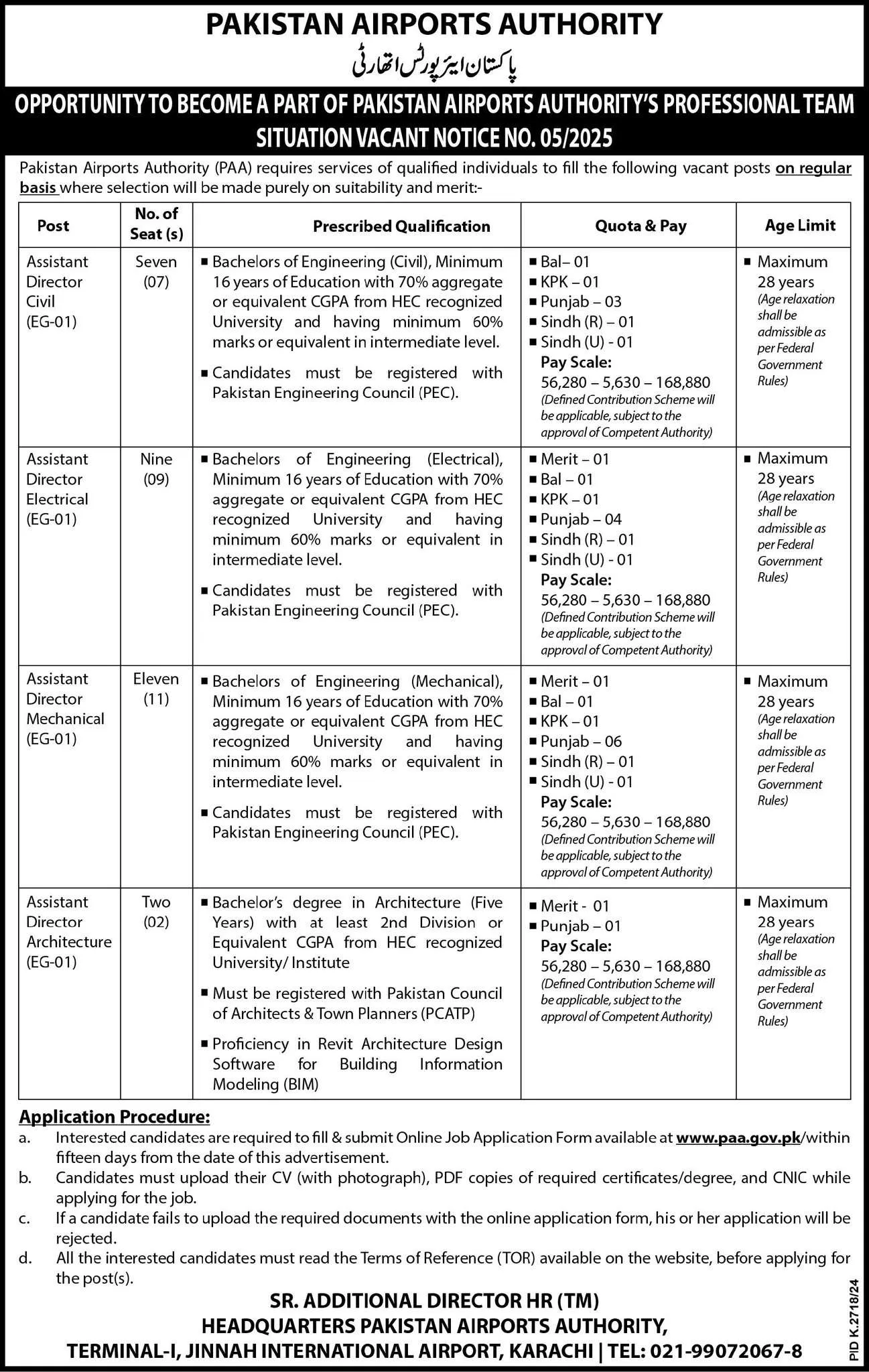 Pakistan Airports Authority Jobs 2025