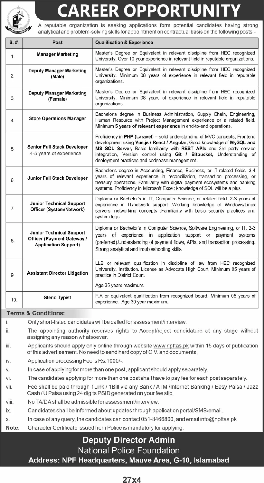 National Police Foundation Jobs 2025 Advertisement