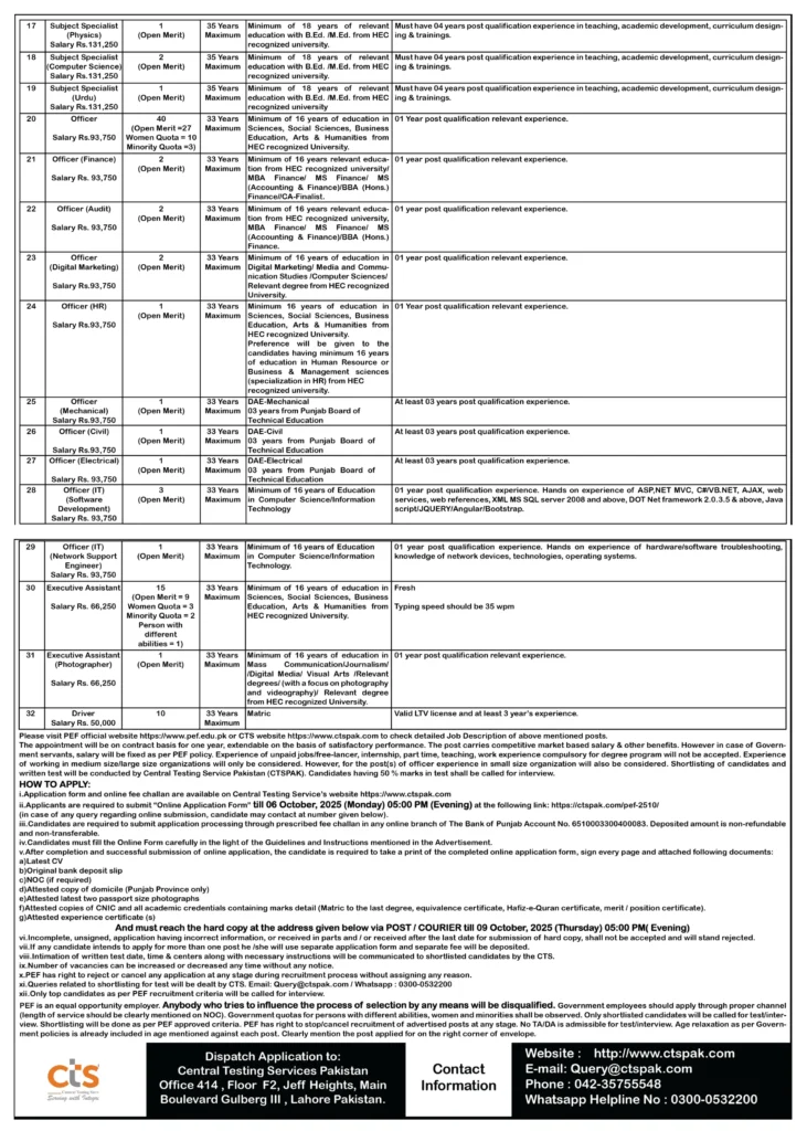 PEF Jobs 2025