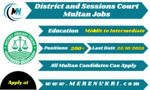 District and Sessions Court Multan Jobs